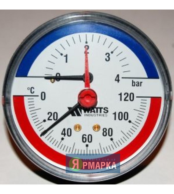 Термоманометр аксиальный (задний) TIM 80 Watts Термометры Манометры Термоманометры
